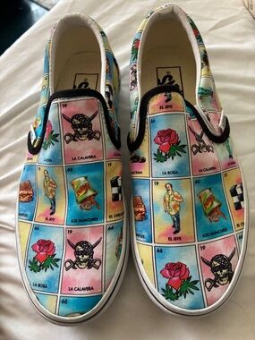VANS slip -On Shoes with Colorful Loteria Print - Multicolor NEW!
